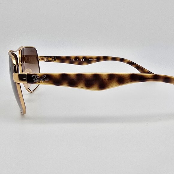 Ray-Ban RB3483 001/51 Matte Arista Gold Frame Light Brown Len Aviator Sunglasses - Picture 4 of 16
